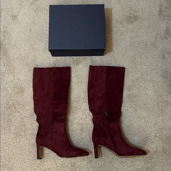 Tall Faux Suede Burgundy Boots. NWT in Box - Picture 3 of 15